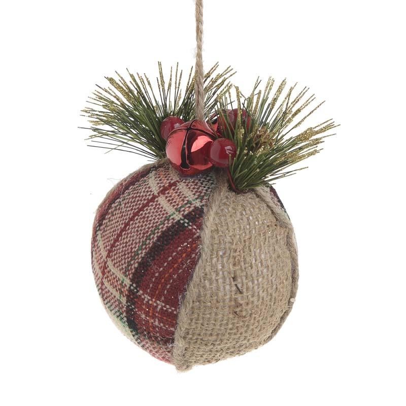 2705700130 NG.KUGLE OD JUTE KARO BEŽ CRVENE S/4 10cm