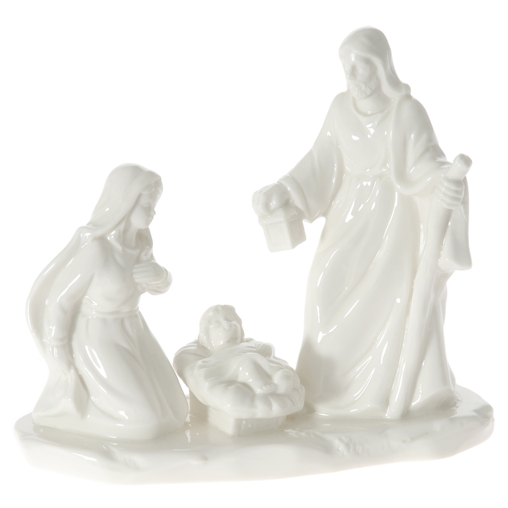 58649 Y NOVOGODIŠNJA KERAMIČKA FIGURA BELA HRISTOVO RODJENJE