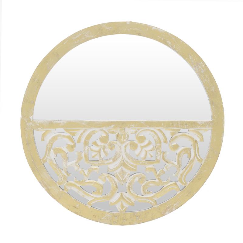 3955360016 OGLEDALO DRVENO ZIDNO ANTIK BELO ZLATNO 60x4cm