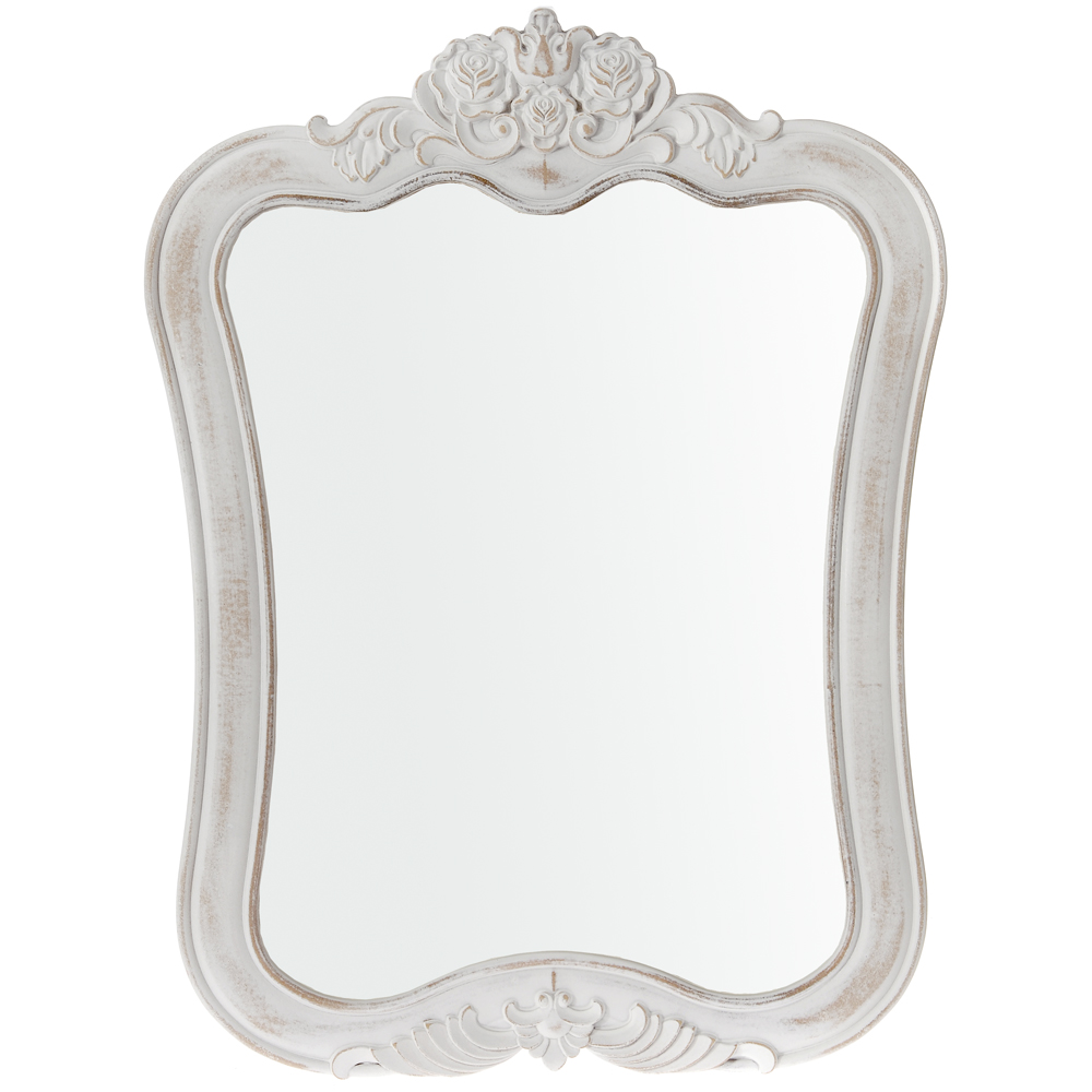 61176 OGLEDALO ZIDNO U DRVENOM RAMU ANTIK BELO 60*80CM