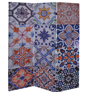 3506100114 PARAVAN DRVENI DVOSTRANI DEZEN PLAVI PATCHWORK