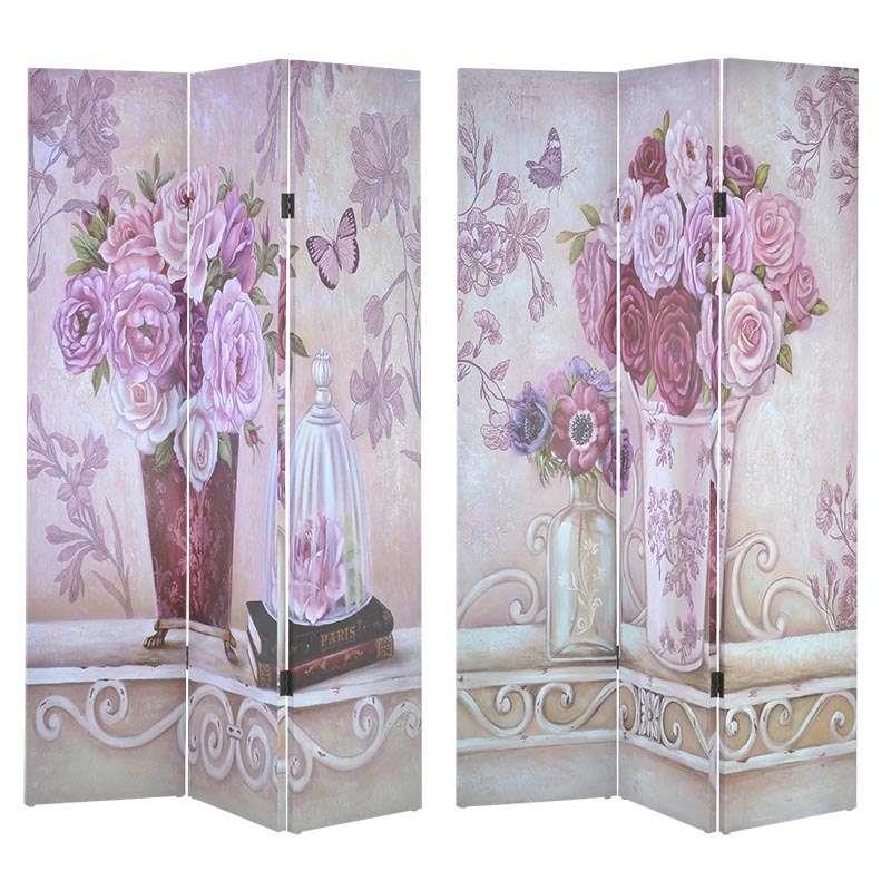 3508700053 PARAVAN DRVENI DVOSTRANI CVETNI DEZEN 120*2*180cm