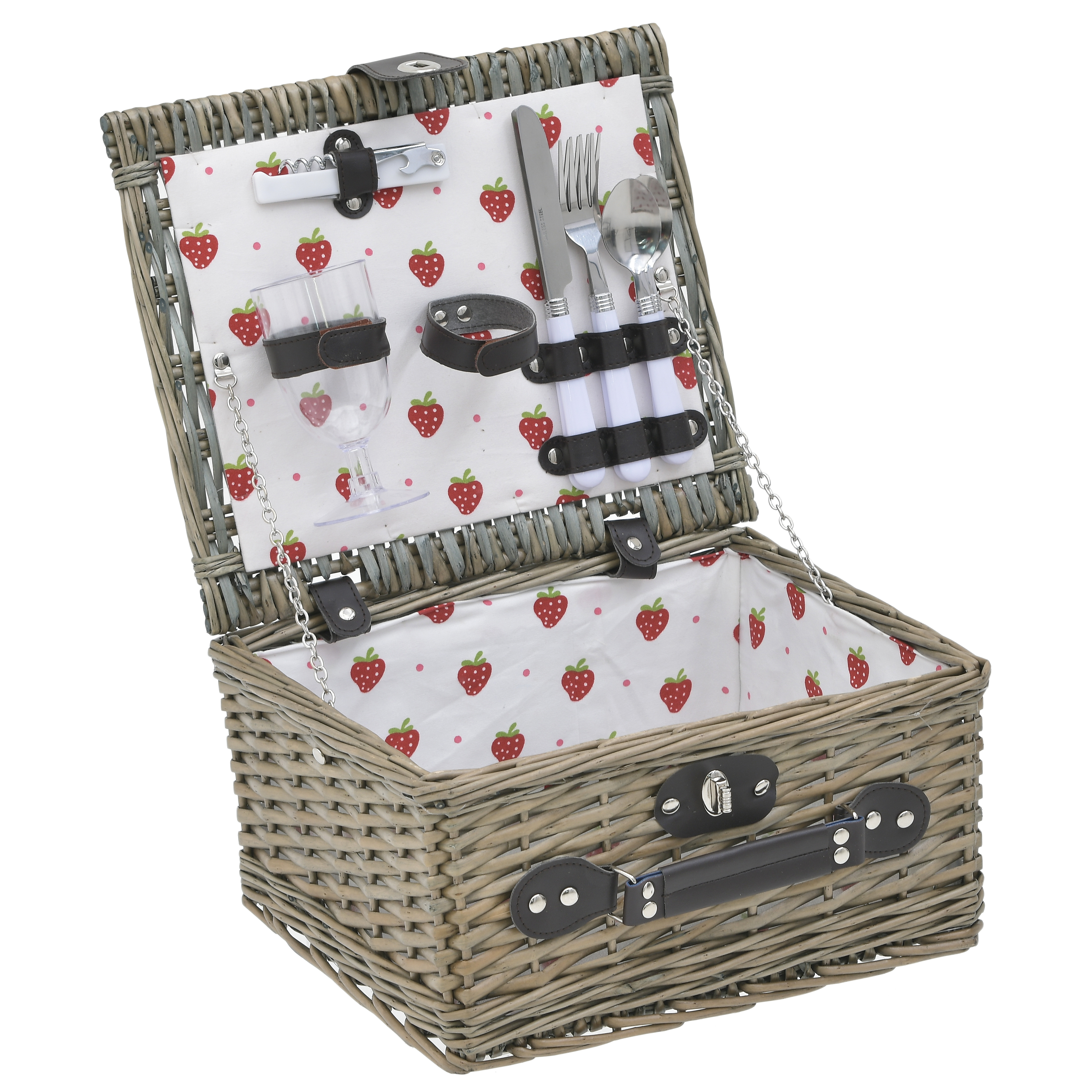 3606120014 PIKNIK KORPA SA PRIBOROM ZA 2 OSOBE  DEZEN JAGODE 33X28X18 CM