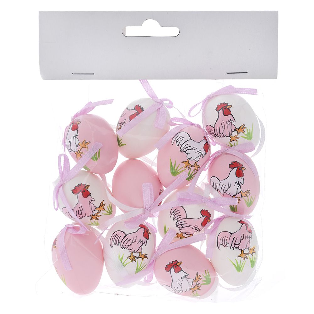 80677 PLASTIČNA JAJA ROZE 4 CM SET/12 KOMADA