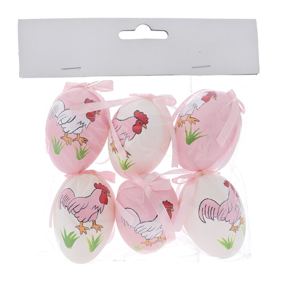 80678 PLASTIČNA JAJA ROZE 6 CM SET/6 KOMADA