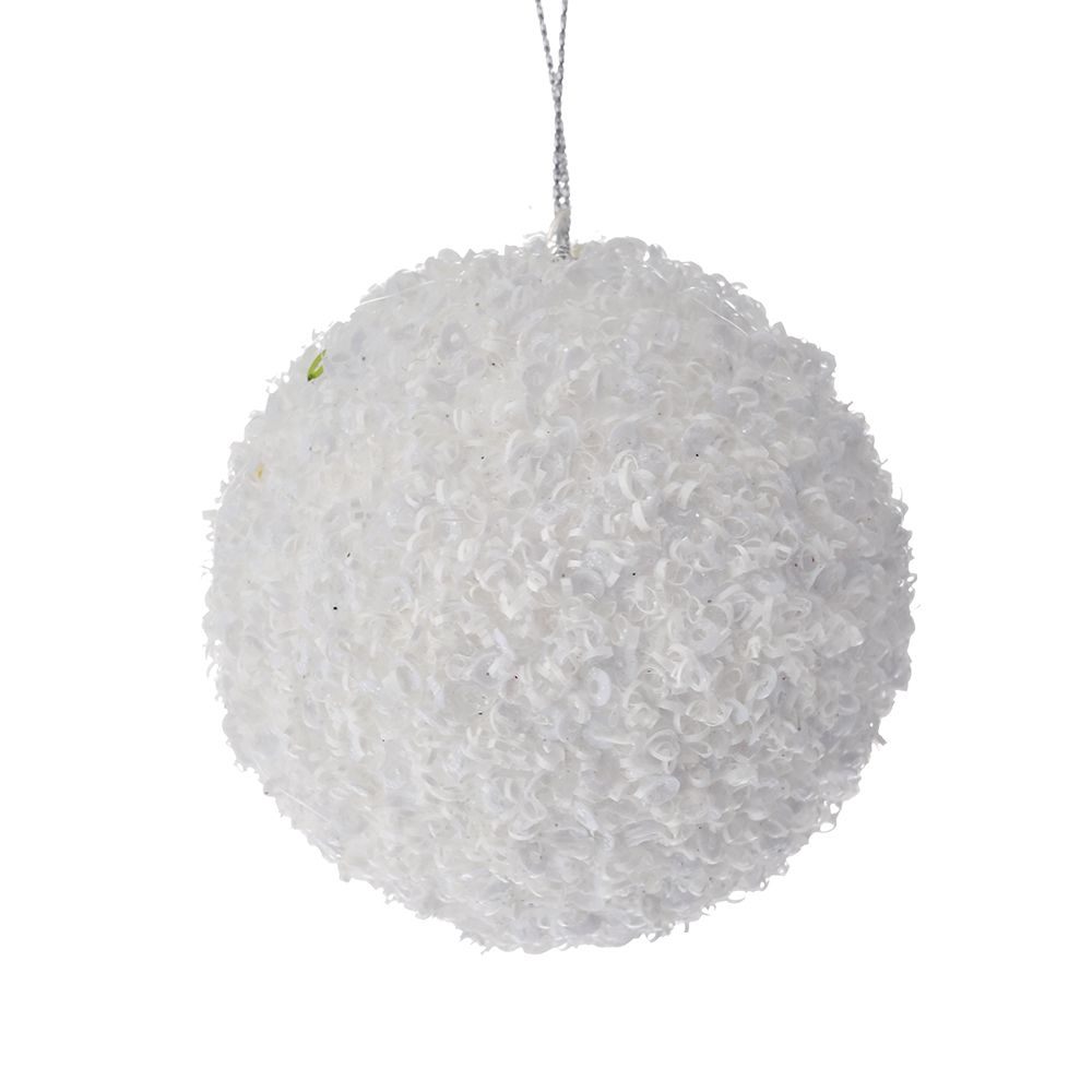 PLASTIČNA KUGLA BELA SA ŠTRASOM 6 CM