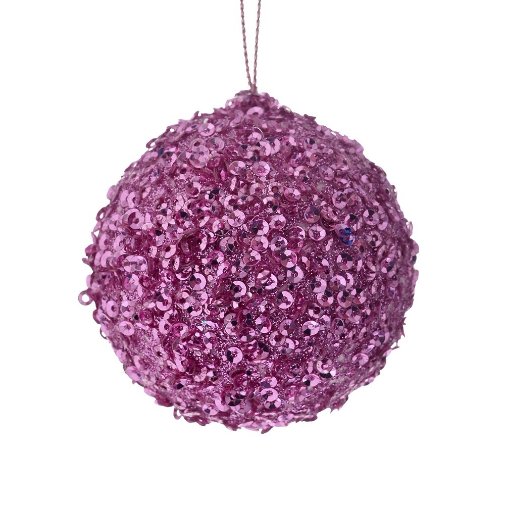 PLASTIČNA KUGLA ROZE SA ŠTRASOM 6 CM