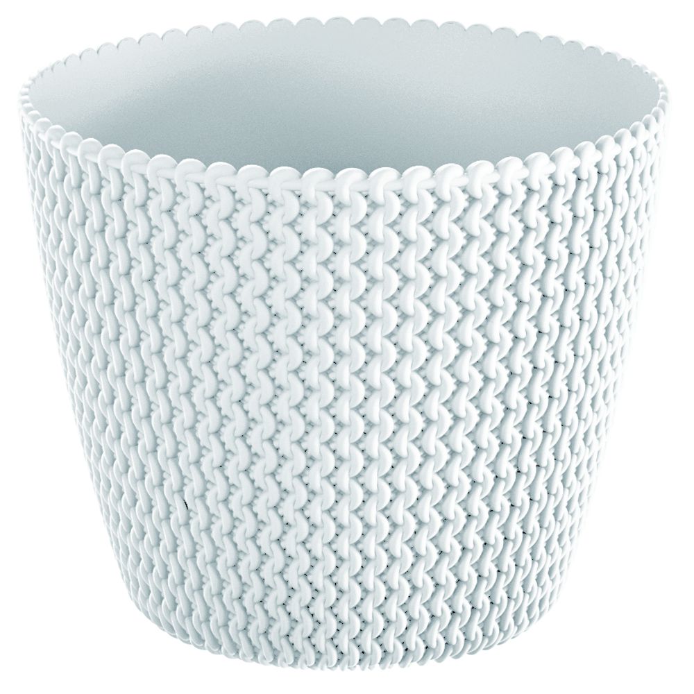 975740 PLASTIČNA SAKSIJA ZA CVEĆE PLETENICE BELE 22X18 CM