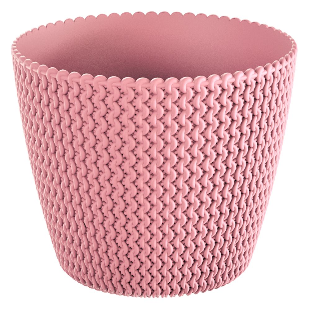 975948 PLASTIČNA SAKSIJA ZA CVEĆE PLETENICE ROZE 22X18 CM