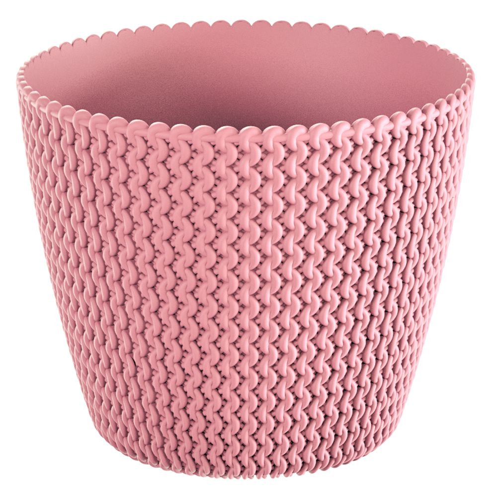 975931 PLASTIČNA SAKSIJA ZA CVEĆE PLETENUICE ROZE 19X16 CM