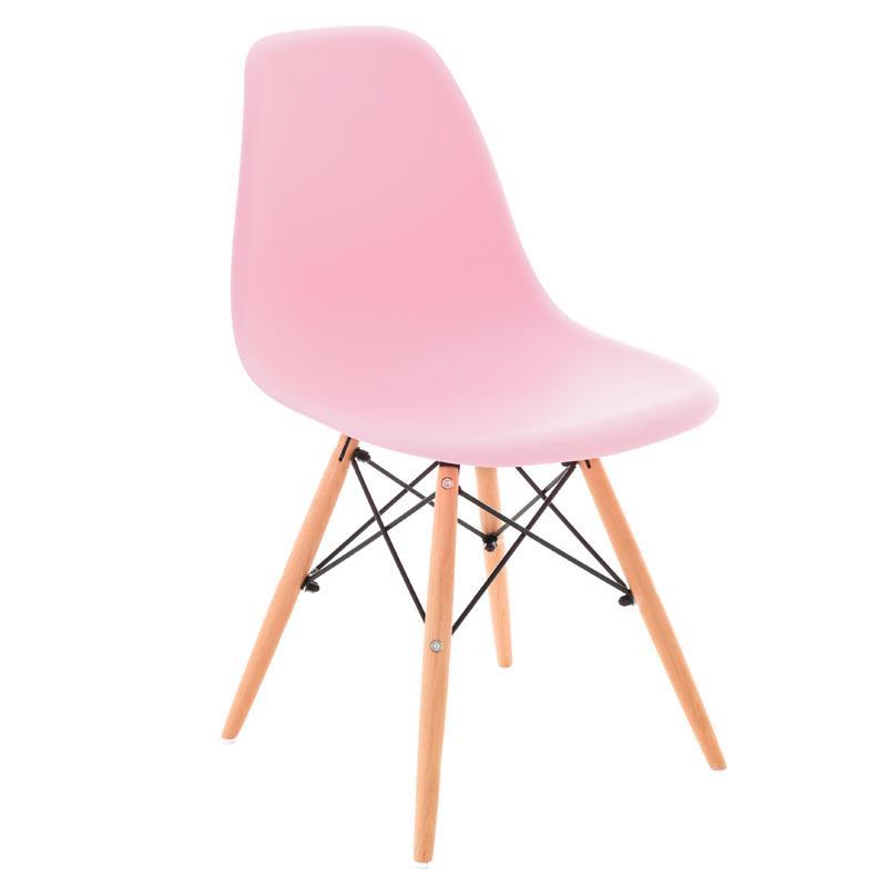 3503400019 PLASTIČNA STOLICA ROZE SA DRVENIM NOGAMA 46*44*80cm