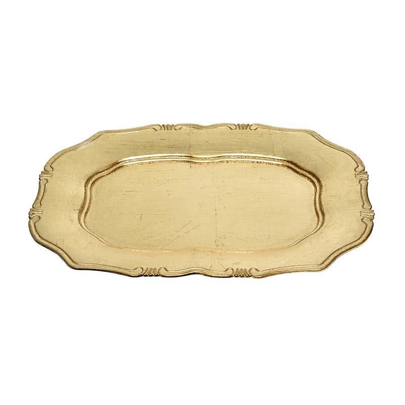 3700190112 PLASTIČNI TANJIR ANTIQUE GOLD 38*26*2.5cm