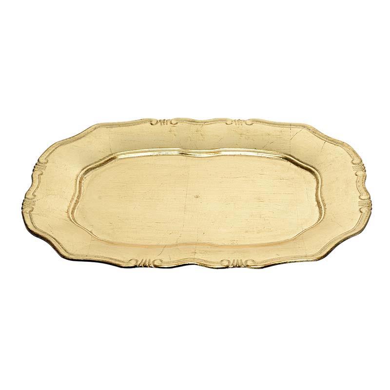 3700190117 PLASTIČNI TANJIR ANTIQUE GOLD 43*32*2.5cm