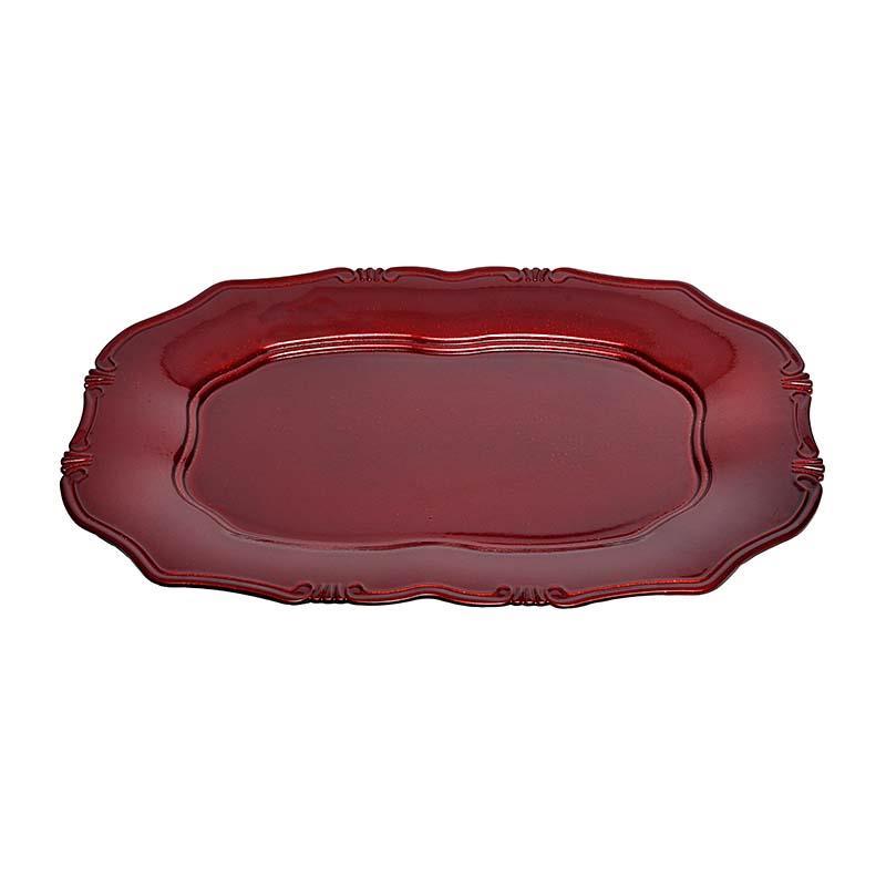 3700190116 PLASTIČNI TANJIR ANTIQUE RED 38*26*2.5cm