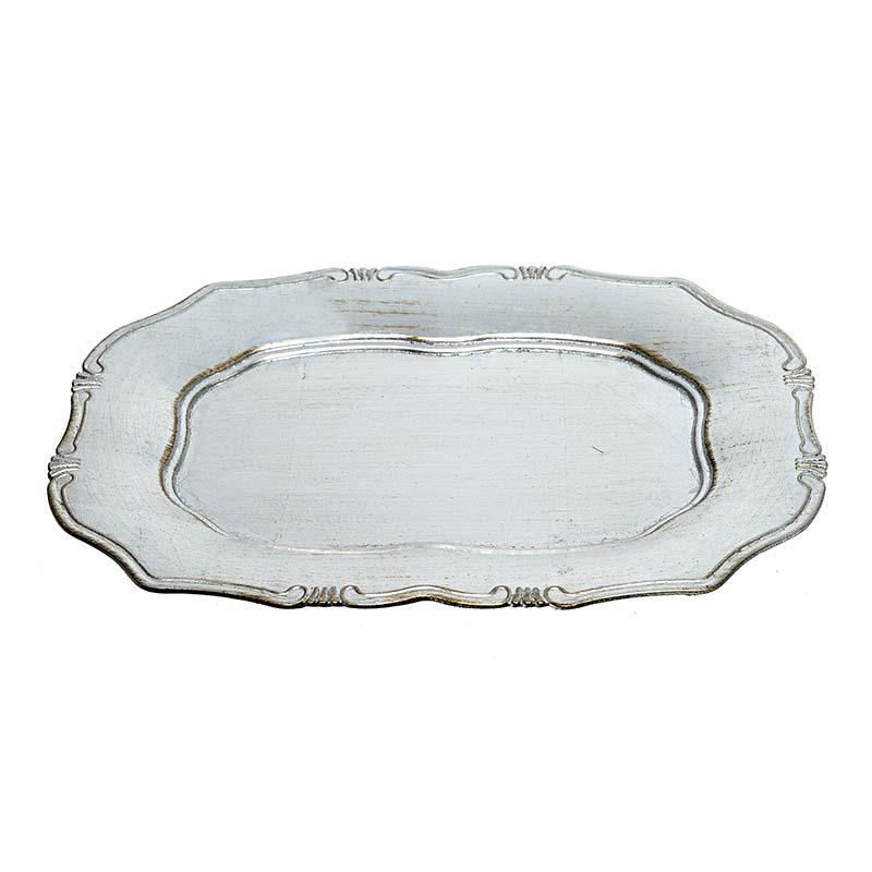 3700190114 PLASTICNI TANJIR ANTIQUE SILVER 38*26*2.5cm