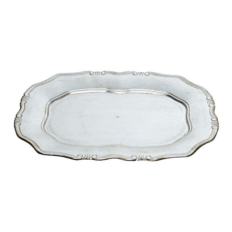 3700190119 PLASTIČNI TANJIR ANTIQUE SILVER 43*32*2.6cm