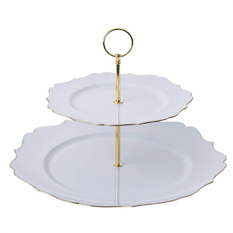 3704360013 PLASTIČNI TANJIRI NA 2 SPRATA BELO-ZLATNI 25cm