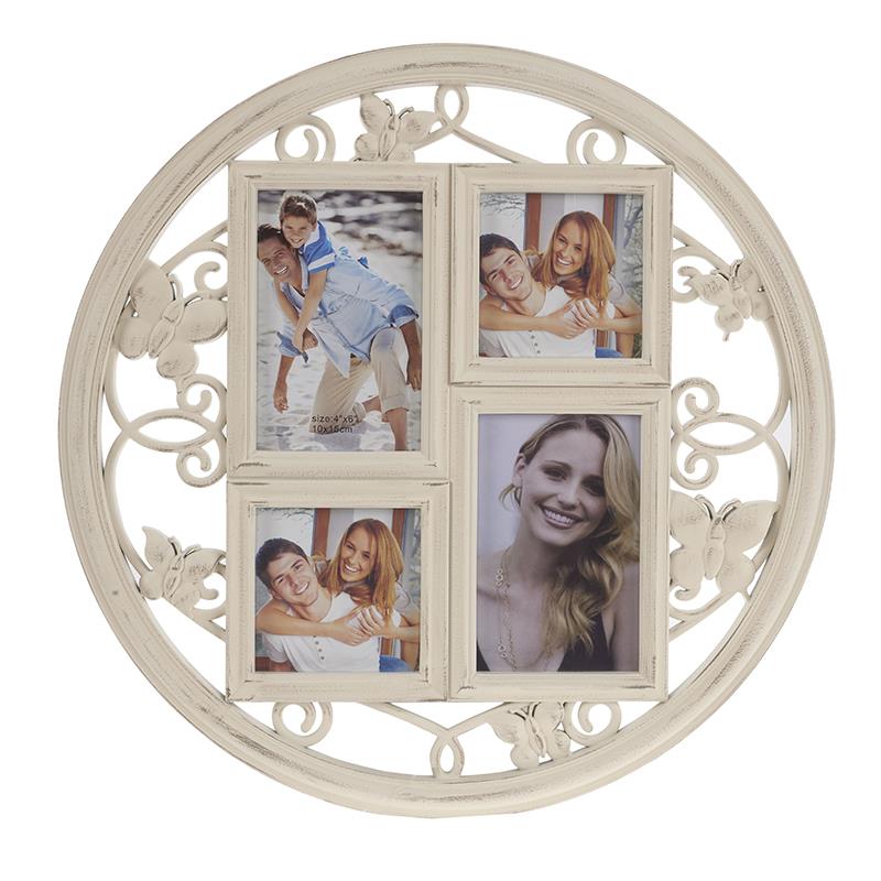 3300580112 PLASTIČNI ZIDNI RAM ANTIK BEŽ ZA 4 FOTOGRAFIJE 42*3*42cm