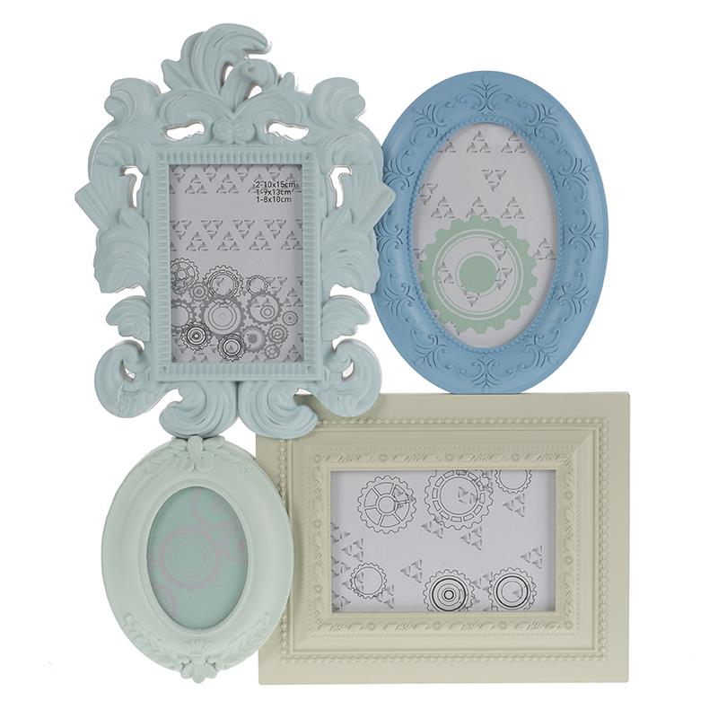 3300580104 PLASTIČNI ZIDNI RAM MINT-PLAVI ZA 4 FOTOGRAFIJE 33*3*41cm