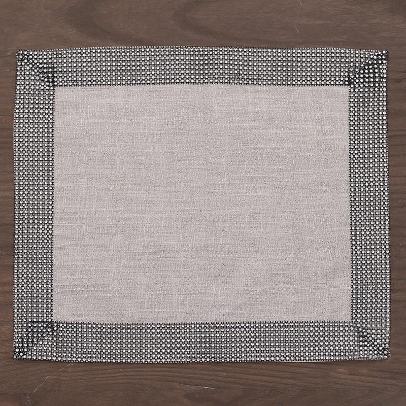 3406080003 PLATNENI PODMETAČ BEŽ-CRNI SA CIRKONIMA 45*30cm