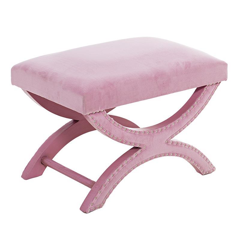 3504680010 PLIŠANI TAPACIRANI TABURE STOLICA ROZE 60*40*40cm