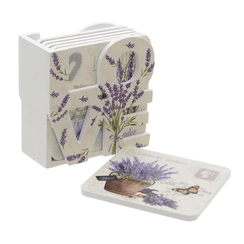 3709530006 PODMETAČI ZA ČAŠE DRVENI DEZEN LAVANDA S/6 12*3*10cm