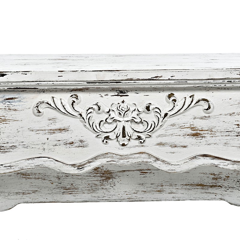 3701560010 POLICA DRVENA U OBLIKU KAMINA U ANTIK BELOJ BOJI 130*30*99cm