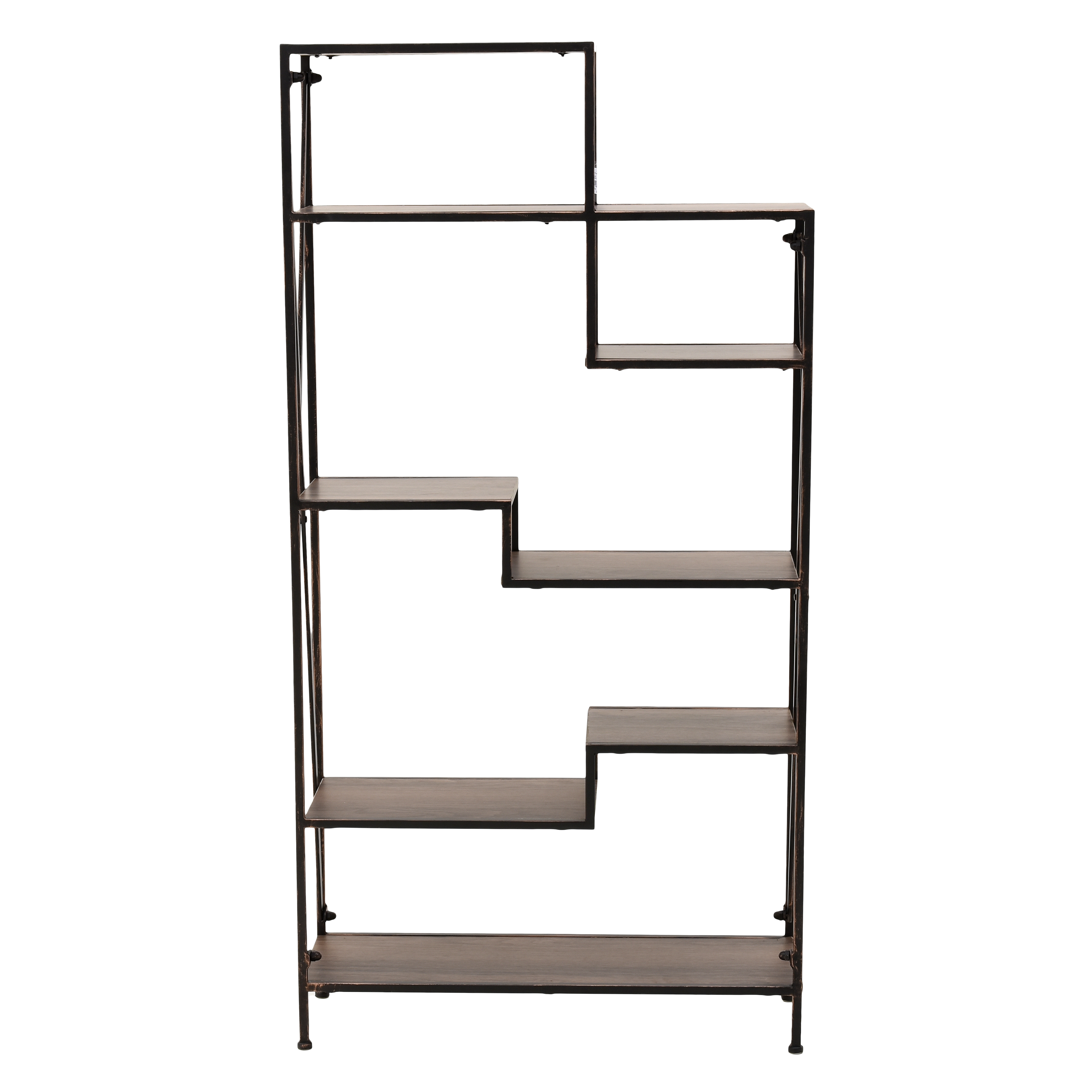 3502070086 POLICA PODNA DRVO METAL NATURAL CRNA 70X25X138 CM