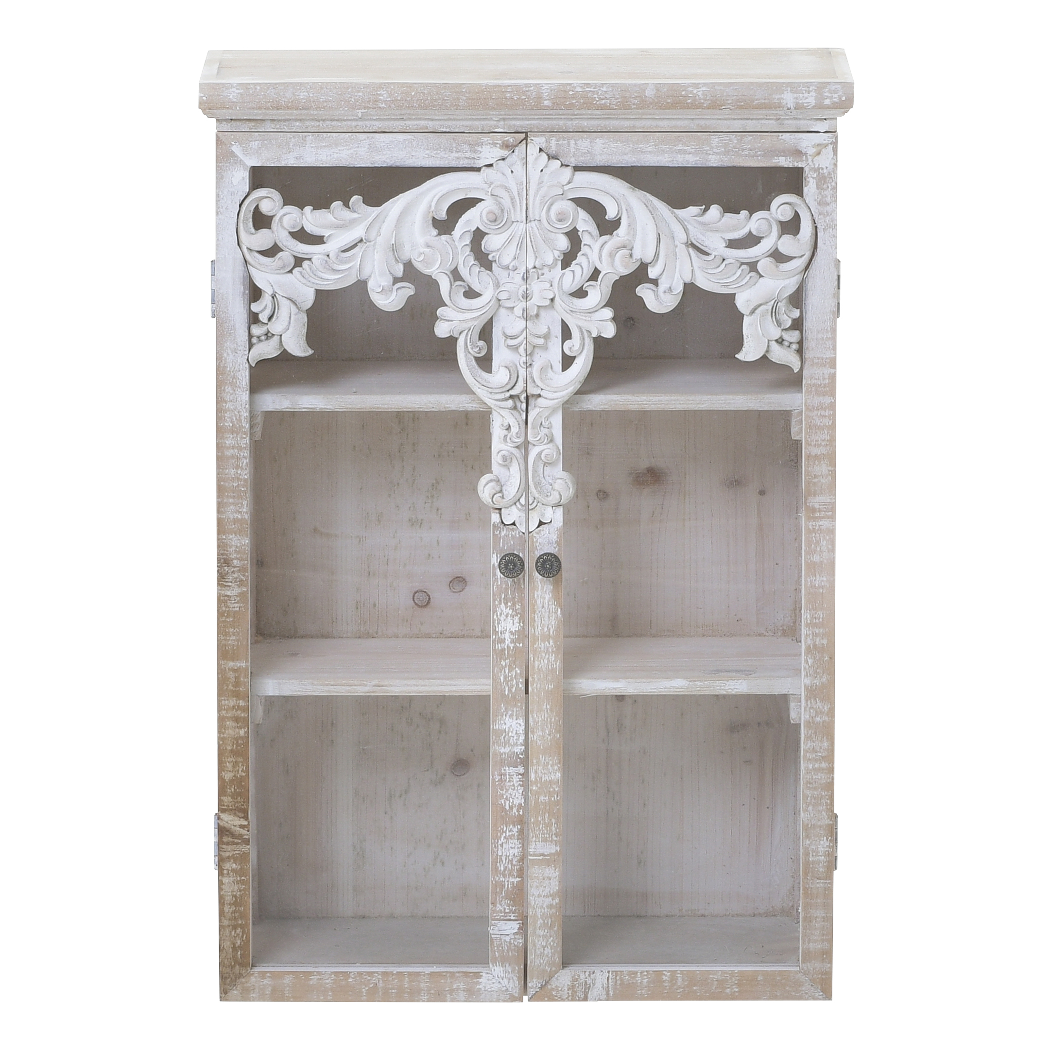 35021560075 POLICA ZIDNA DRVENA ANTIK NATURAL BELA 42X16X60 CM