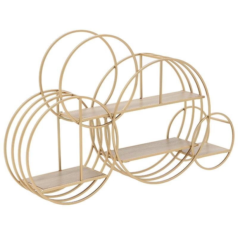 3502070089 POLICA ZIDNA DRVO-METAL ZLATNA 102*16*62cm