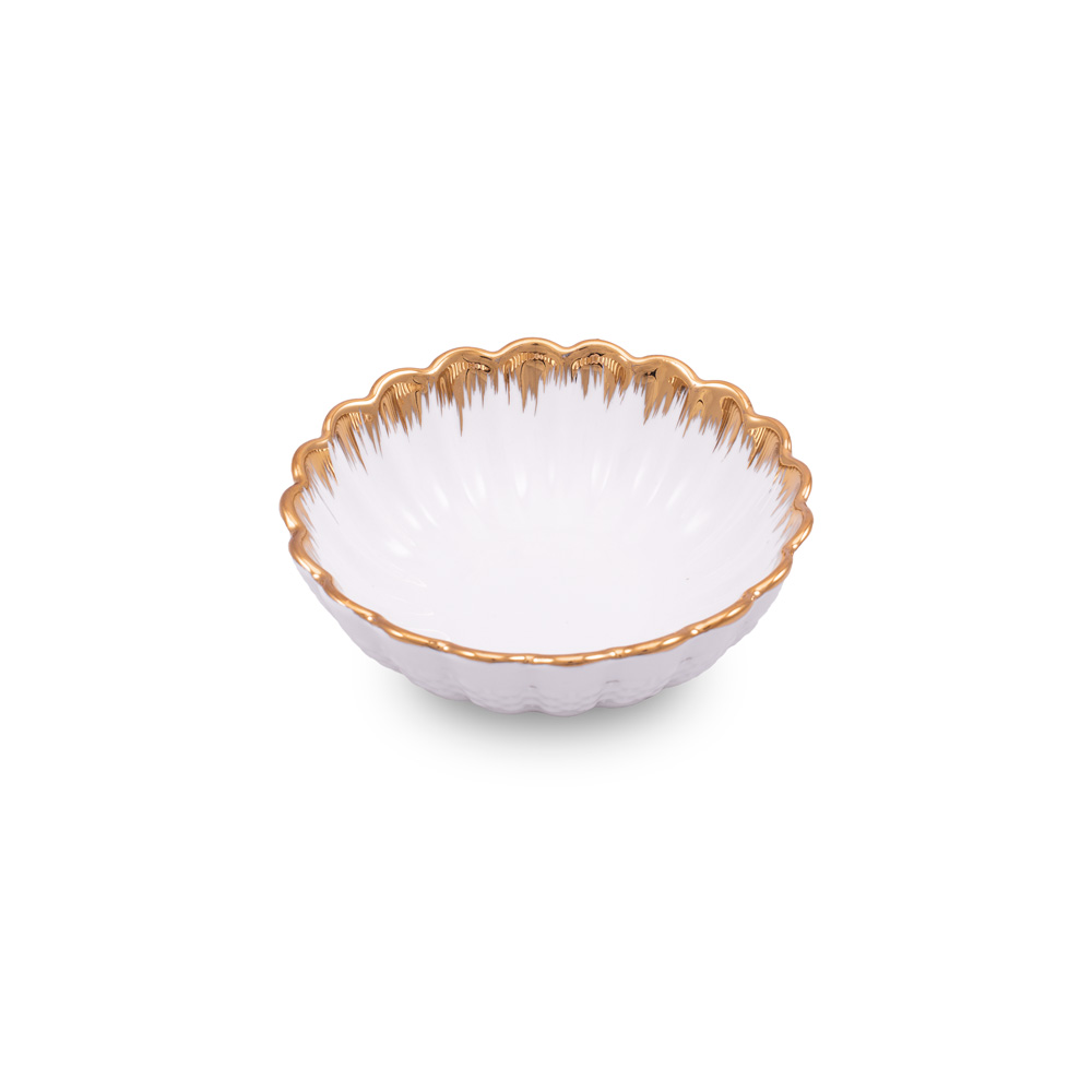 D-481 PORCELANSKA ČINIJA BELO ZLATNA 13 CM