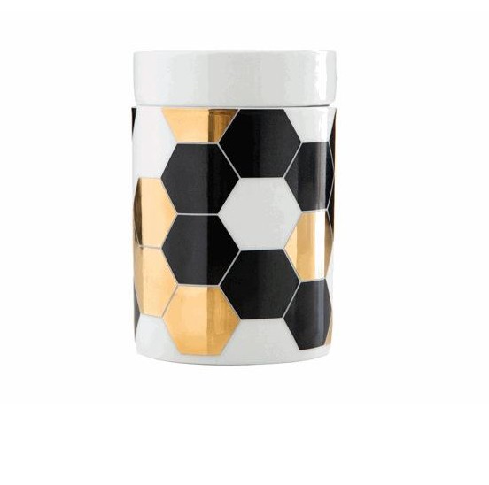 BAM31784 PORCELANSKA POSUDA SA POKLOPCEM CRNO-ZLATNA S&P