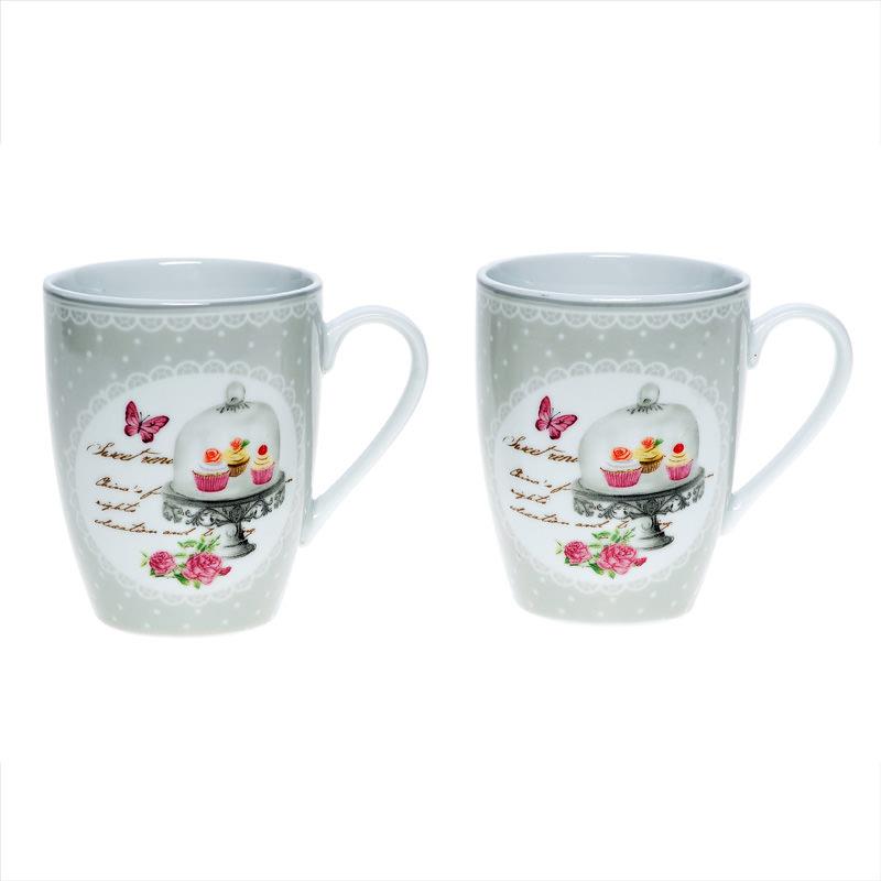 3602810047 PORCELANSKA ŠOLJA SIVA SA CVETIĆIMA 300ml