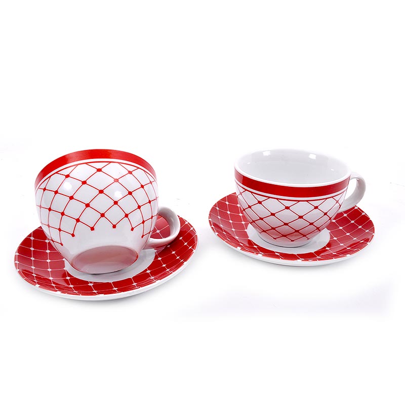 08425306 PORCELANSKE ŠOLJE CRVENO-BELE S/6