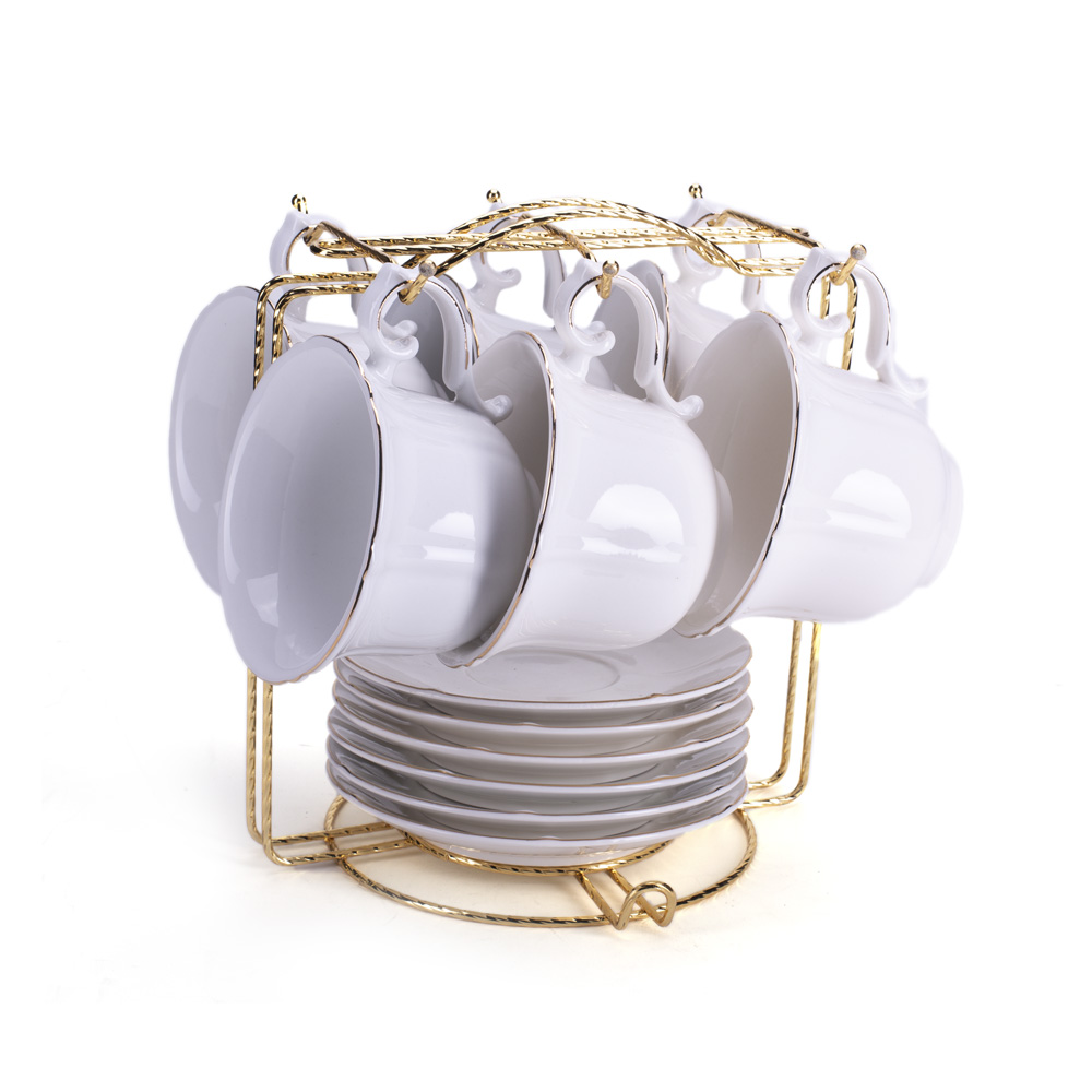 D-389 PORCELANSKE ŠOLJE NA METALNOM STAKLU S/6 3 BOJE U POKLON KUTIJI