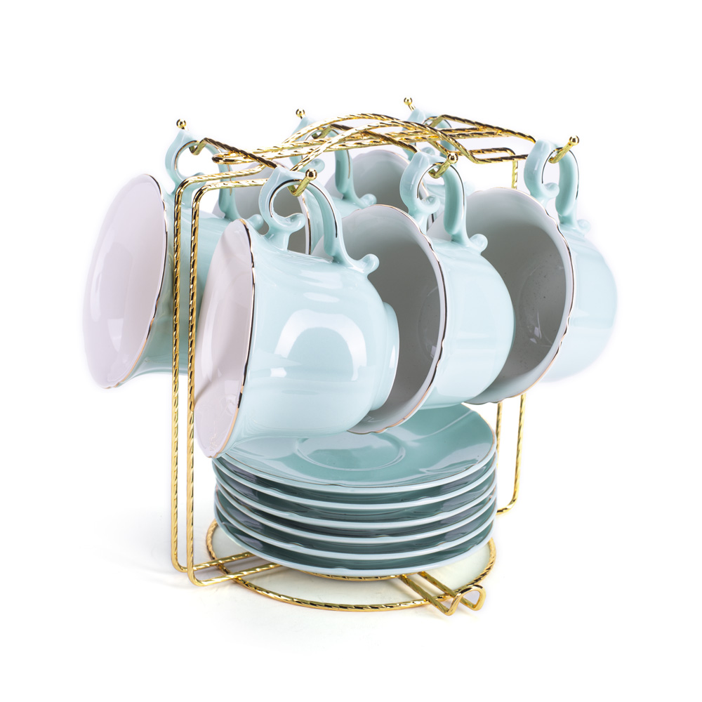 D-389 PORCELANSKE ŠOLJE NA METALNOM STAKLU S/6 3 BOJE U POKLON KUTIJI