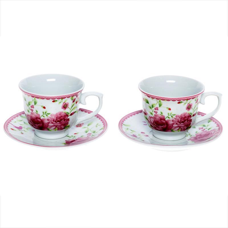 3602810038 PORCELANSKE ŠOLJE SA PINK RUŽAMA S/6 80ml
