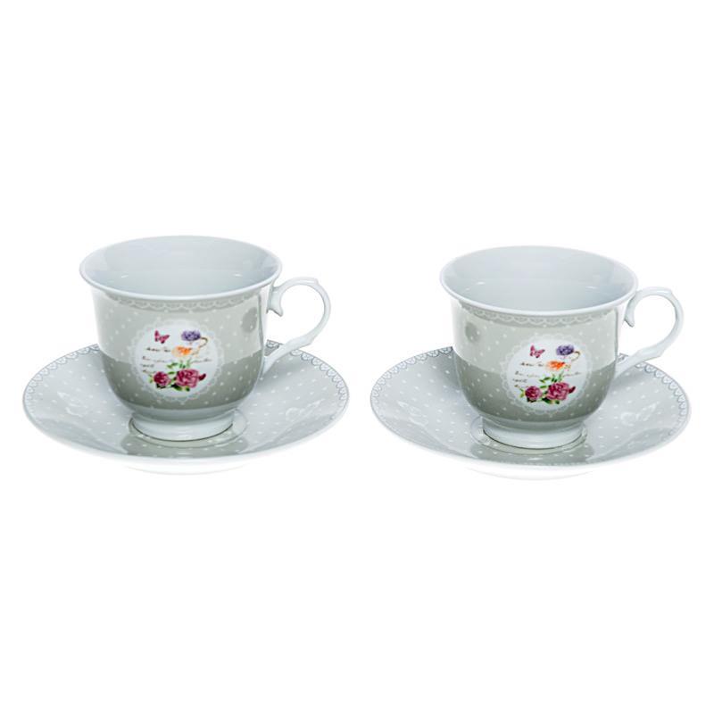 3602810045 PORCELANSKE ŠOLJE SIVE SA CVETIĆIMA S/6 200ml