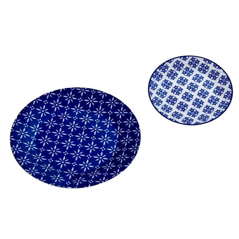 3601400088 PORCELANSKI DESERTNI TANJIRI PLAVO-BELI S/7 27/19cm