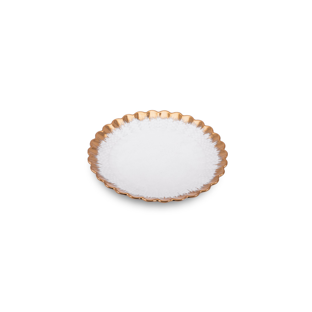 D-485 PORCELANSKI TANJIR BELO ZLATNI 12 CM