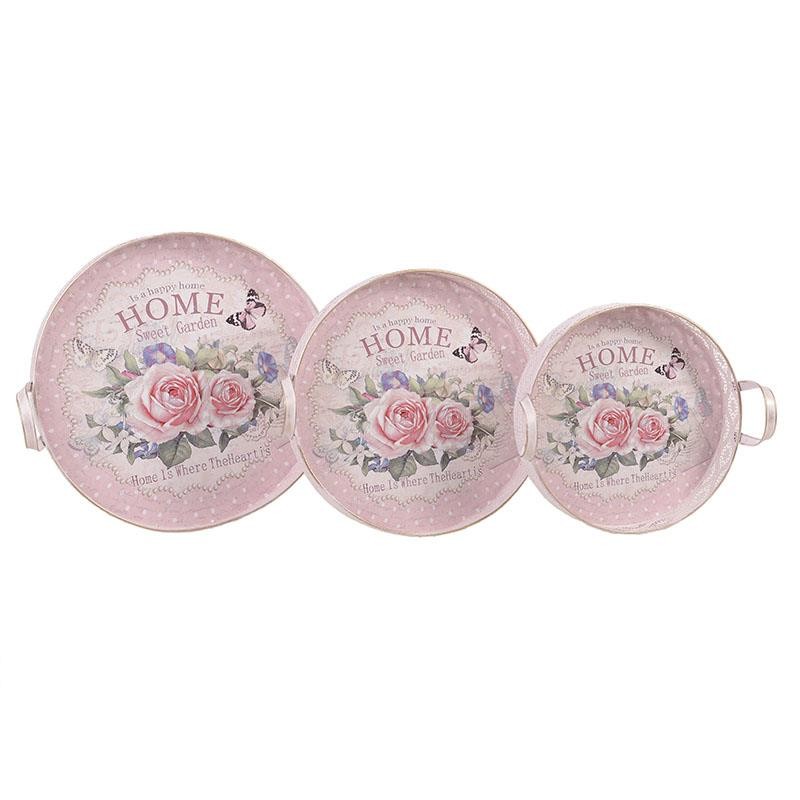 3703490039 POSLUŽAVNIK METALNI ROZE CVETNI DEZEN 
