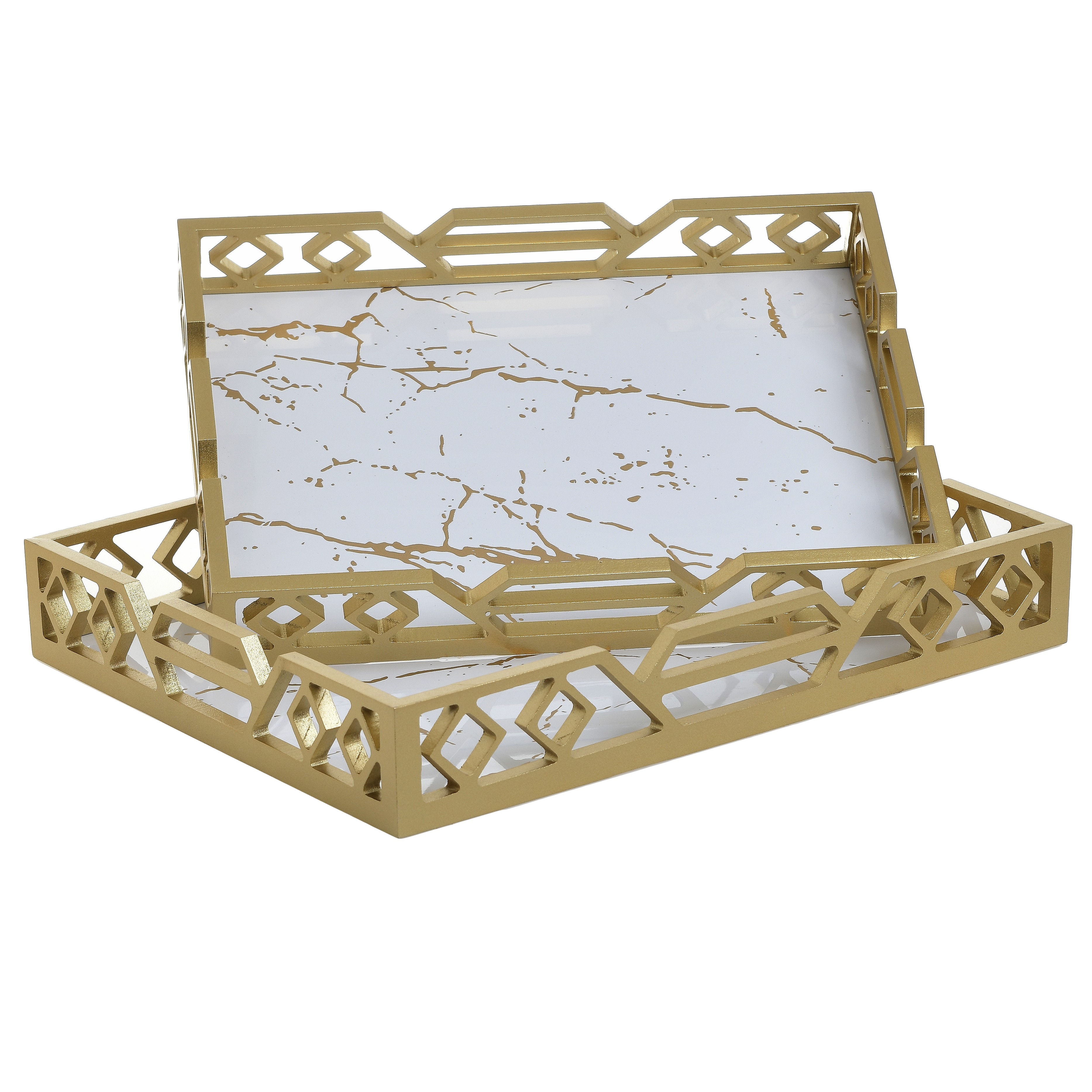 3701510318 POSLUZAVNIK PLASTICNI BELO ZLATNI S/2 40X30X8 CM