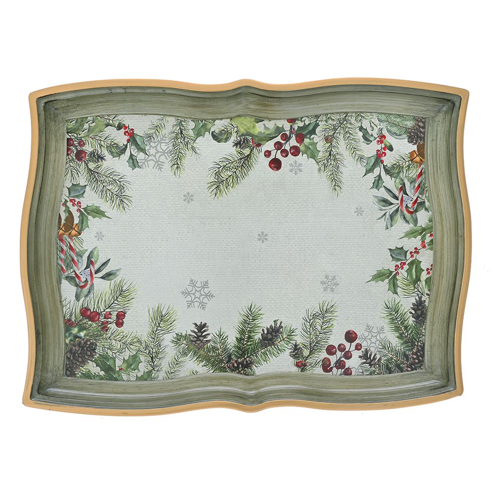 81400 POSLUŽAVNIK PLASTIČNI DEZEN CRVENE BOBICE 43X32 CM