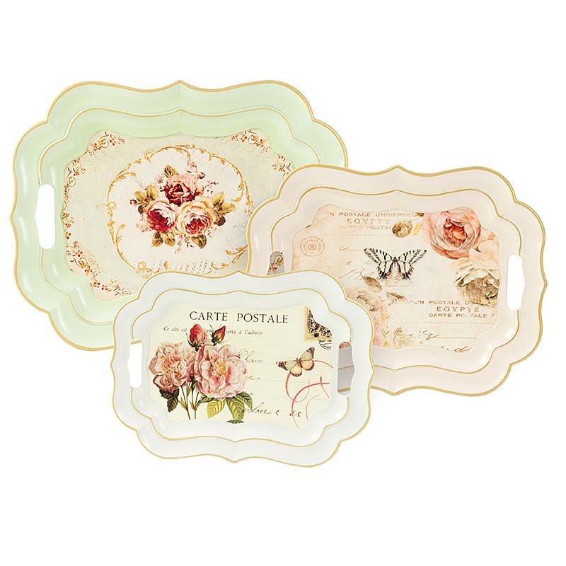 3704360028 POSLUŽAVNIK PLASTIČNI DEZEN RUŽE 3 MODELA S/3 38*28*3cm