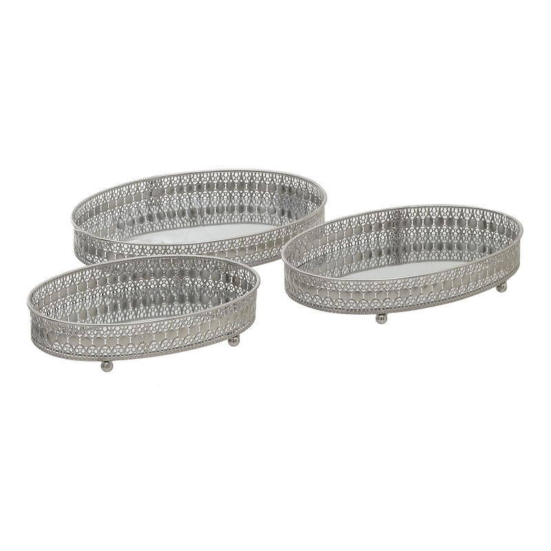 3709610001 POSLUŽAVNIK SREBRNI METALNI SA OGLEDALOM S/3 37*26*6.5