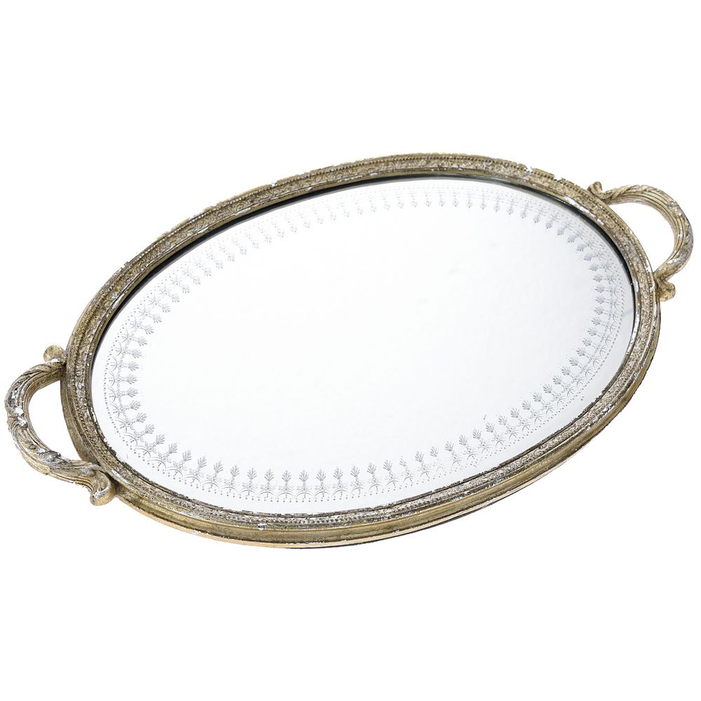 63993 POSLUŽAVNIK STAKLENI SA RAMOM OD POLIREZINA 46*27cm
