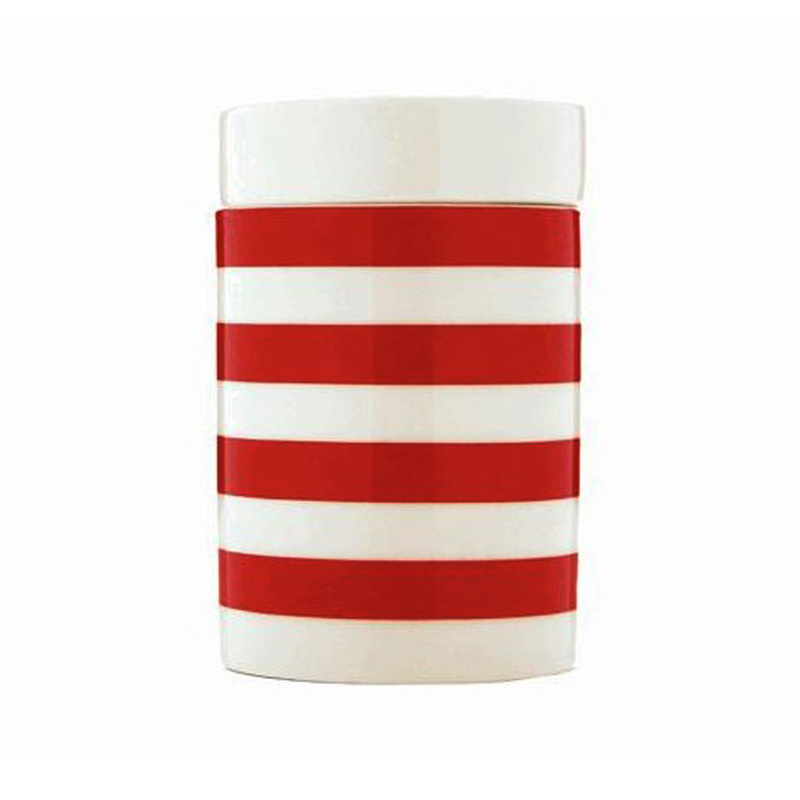 BAM31790 PORCELANSKA POSUDA SA POKLOPCEM CRVENO-BELA S&P