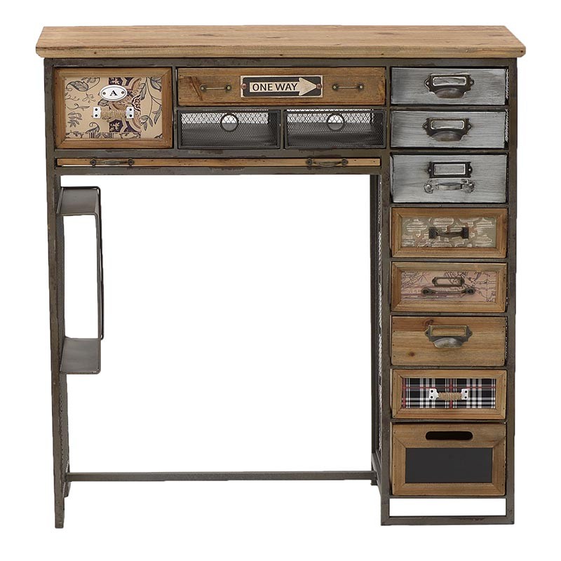 3501020010 RADNI STO DRVO METAL ANTIQE MULTICOLOR 90*34*91.5cm