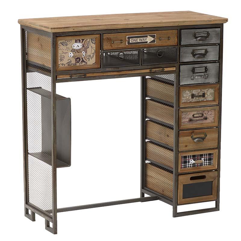 3501020010 RADNI STO DRVO METAL ANTIQE MULTICOLOR 90*34*91.5cm