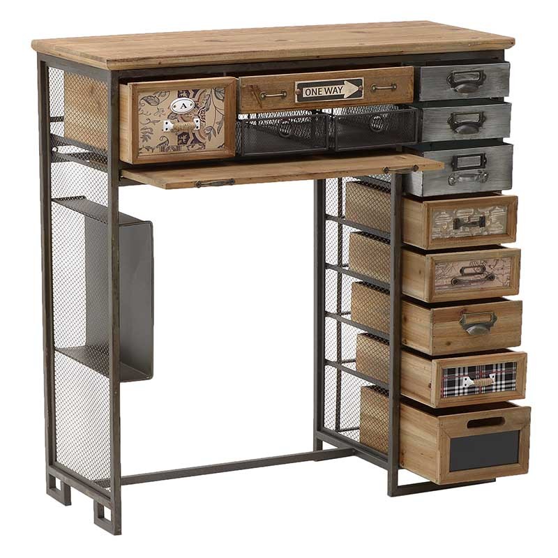 3501020010 RADNI STO DRVO METAL ANTIQE MULTICOLOR 90*34*91.5cm